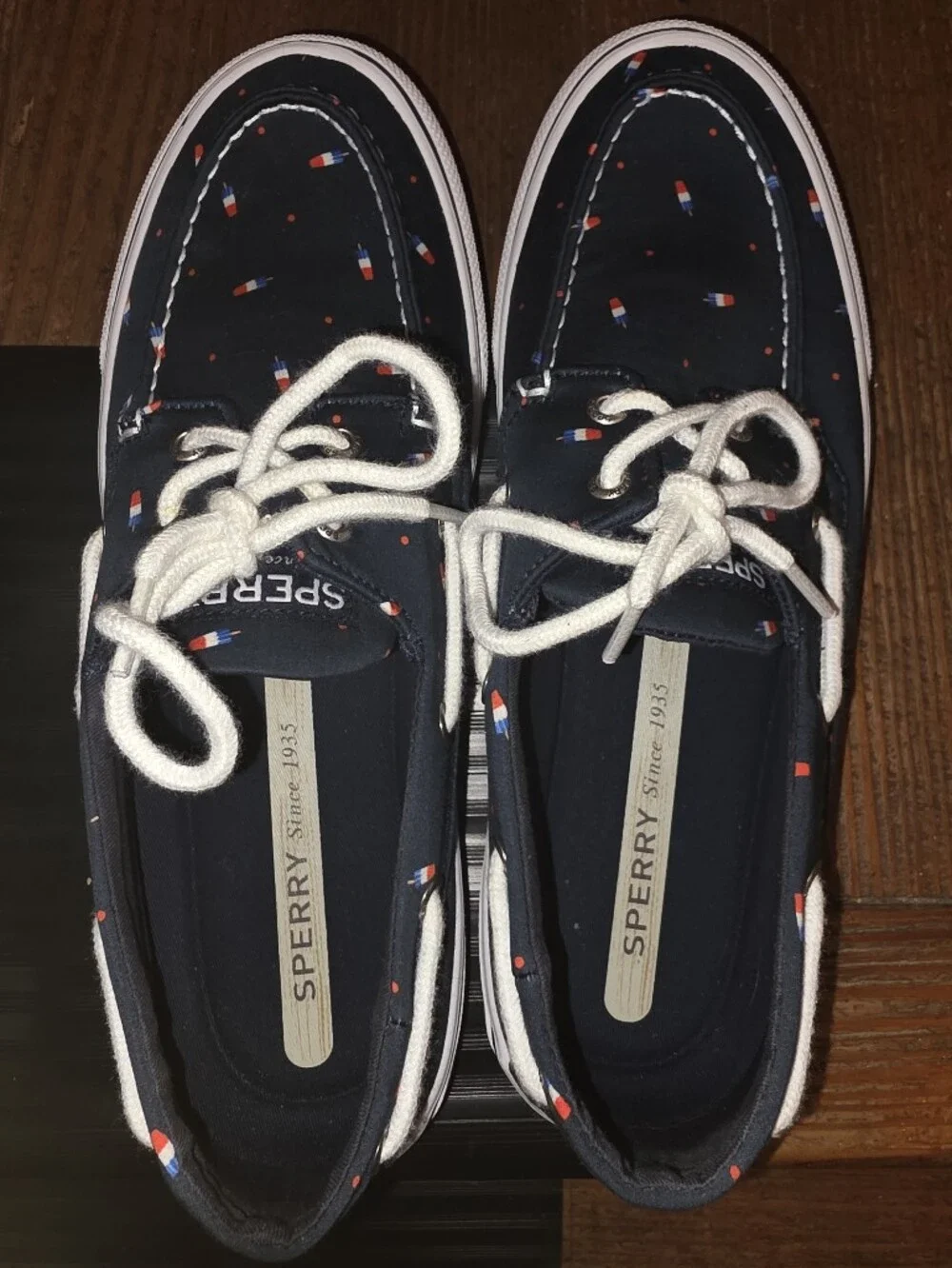 Sperry X Popsicle Navy Boat Shoes with Popsicle Print MENS 9.5 WOMENS 11